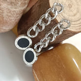 Stainless Steel Gold/Silver Plated Roman Numeral Round Drop Chain Earring